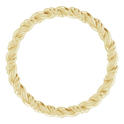 14K Yellow Gold Rope Band, 2.1 mm