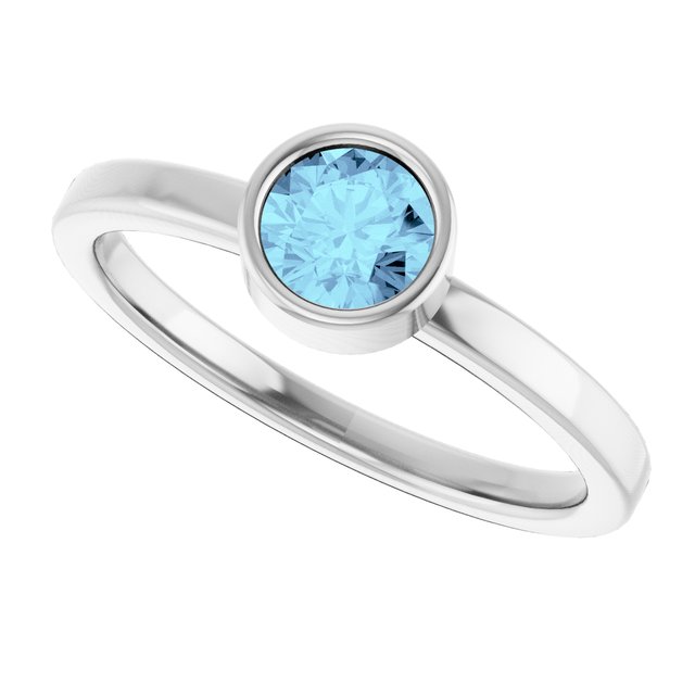14K White Gold Natural Aquamarine Ring