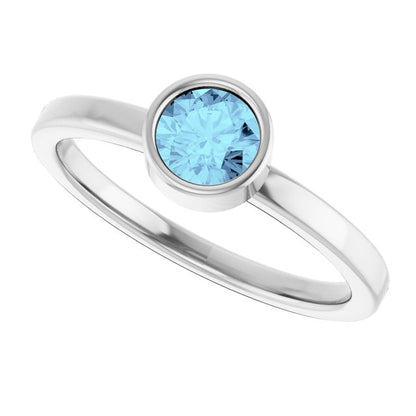 14K White Gold Natural Aquamarine Ring