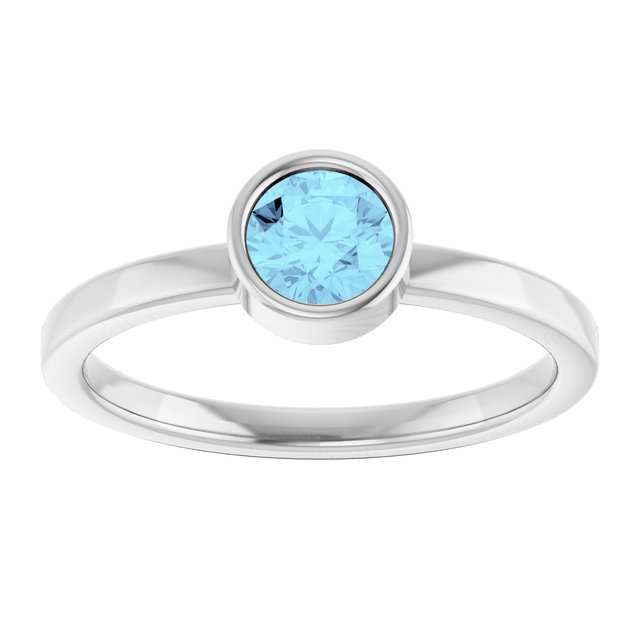 14K White Gold Natural Aquamarine Ring