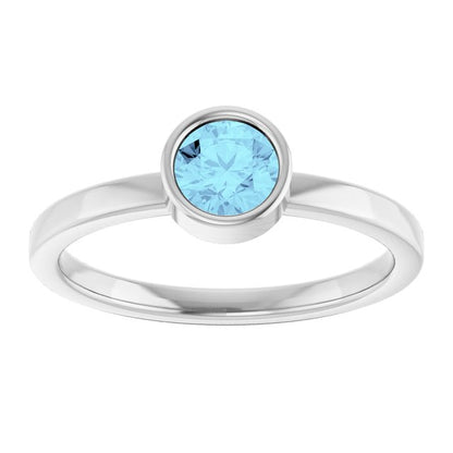 14K White Gold Natural Aquamarine Ring
