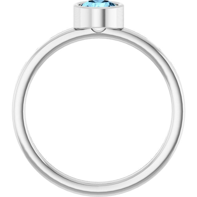 14K White Gold Natural Aquamarine Ring