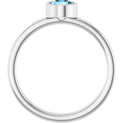 14K White Gold Natural Aquamarine Ring