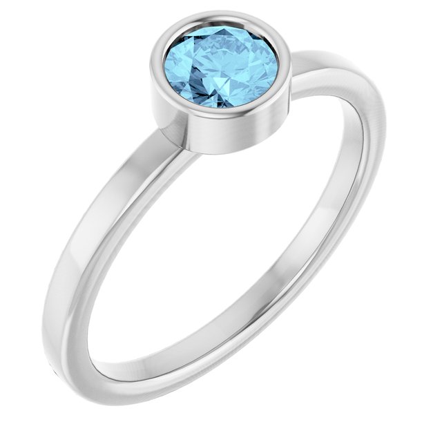 14K White Gold Natural Aquamarine Ring