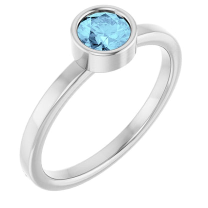 14K White Gold Natural Aquamarine Ring