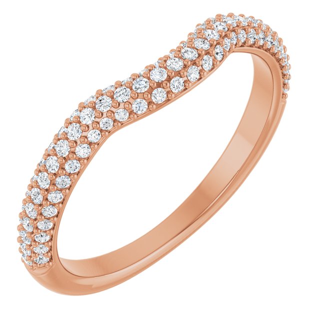 14K Rose Gold 1/4 CTW Natural Diamond Pave Contour Band