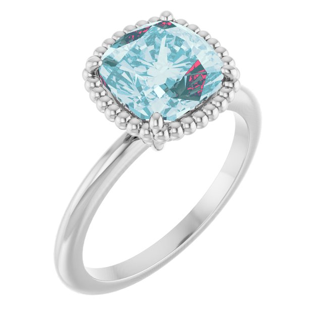 14K White Gold Natural Sky Blue Topaz Ring