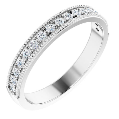 1/5 CTW Natural Diamond Anniversary Band, 2.3 mm, Milgrain Edge