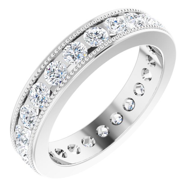 14K White Gold 1 3/8 CTW Natural Diamond Milgrain Eternity Band