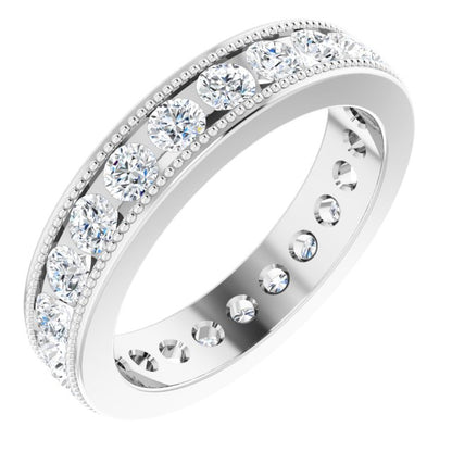 14K White Gold 1 3/8 CTW Natural Diamond Milgrain Eternity Band