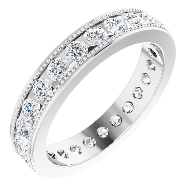 14K White Gold 1 3/8 CTW Natural Diamond Milgrain Eternity Band