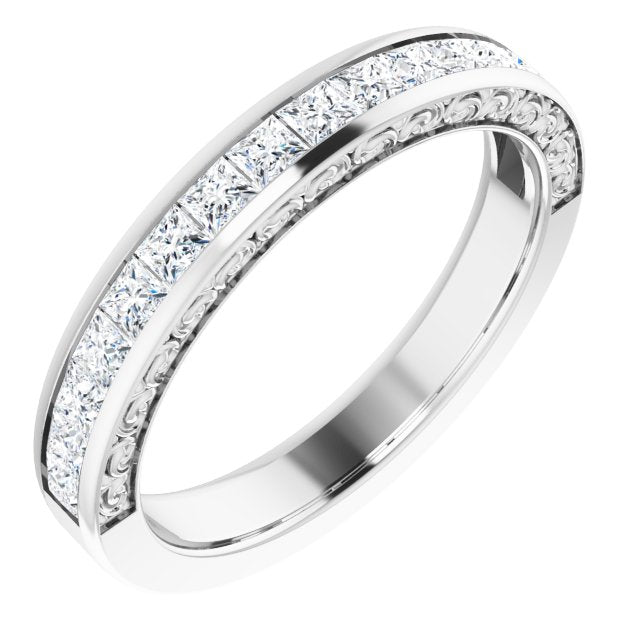 14K White Gold 7/8 CTW Natural Diamond Anniversary Band, 21.78 mm