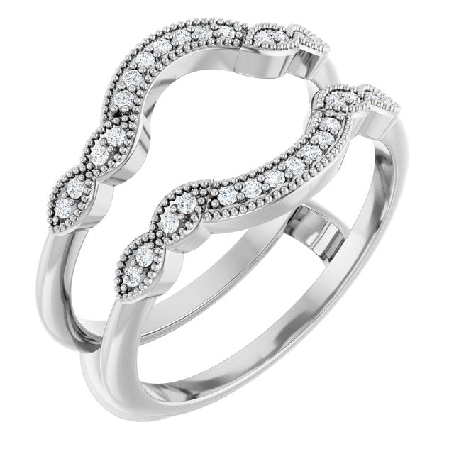 14K White Gold 1/6 CTW Natural Diamond Ring Guard