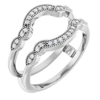 14K White Gold 1/6 CTW Natural Diamond Ring Guard
