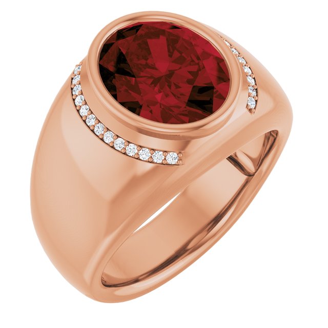 Natural Mozambique Garnet & 1/8 CTW Natural Diamond Ring