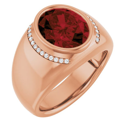 Natural Mozambique Garnet & 1/8 CTW Natural Diamond Ring