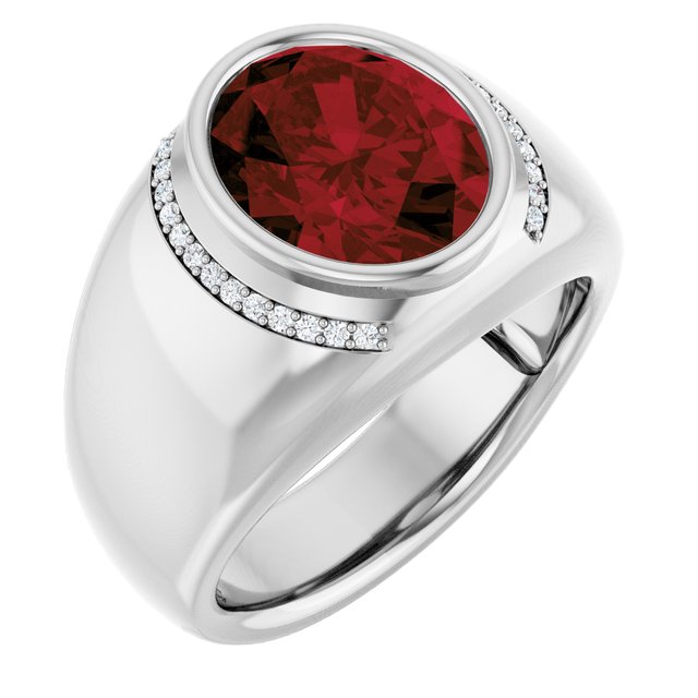Natural Mozambique Garnet & 1/8 CTW Natural Diamond Ring