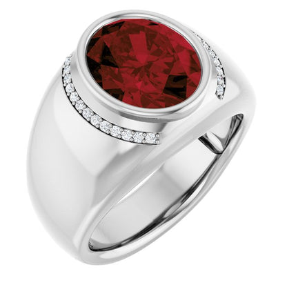 Natural Mozambique Garnet & 1/8 CTW Natural Diamond Ring