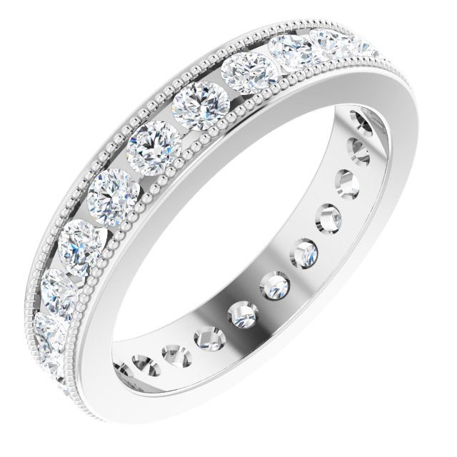 14K White Gold 1 3/8 CTW Natural Diamond Milgrain Eternity Band