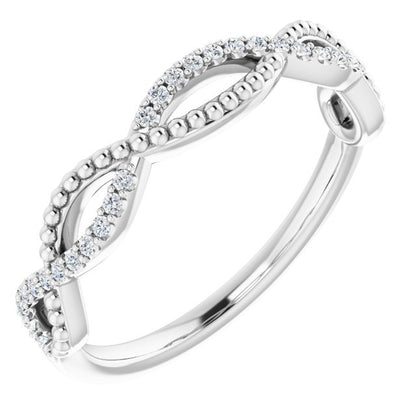 1/8 CTW Natural Diamond Infinity-Inspired Beaded Anniversary Band