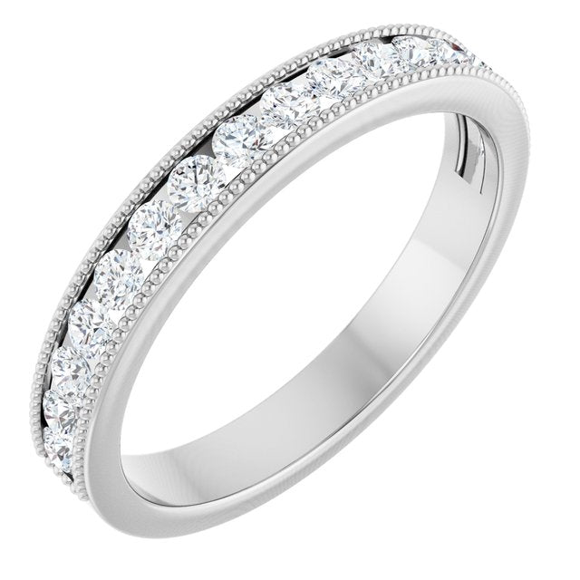 14K White Gold 1/3 CTW Natural Diamond Milgrain Anniversary Band