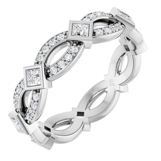 14K White Gold 5/8 CTW Diamond Square Eternity Band