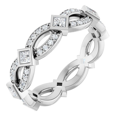 14K White Gold 5/8 CTW Diamond Square Eternity Band