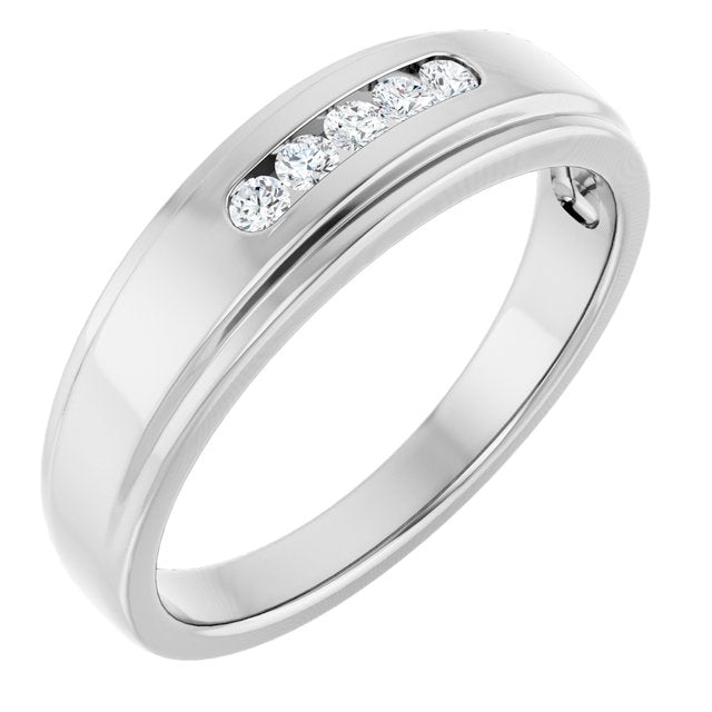 14K White Gold 1/4 CTW Natural Diamond 5-Stone Band