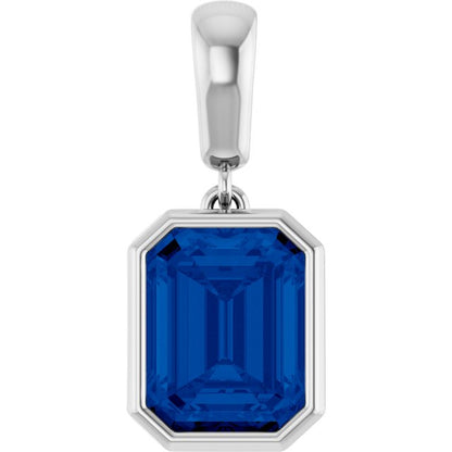 Lab-Grown Blue Sapphire Charm/Pendant