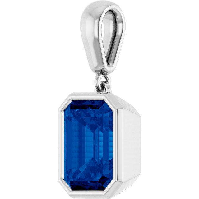 Lab-Grown Blue Sapphire Charm/Pendant