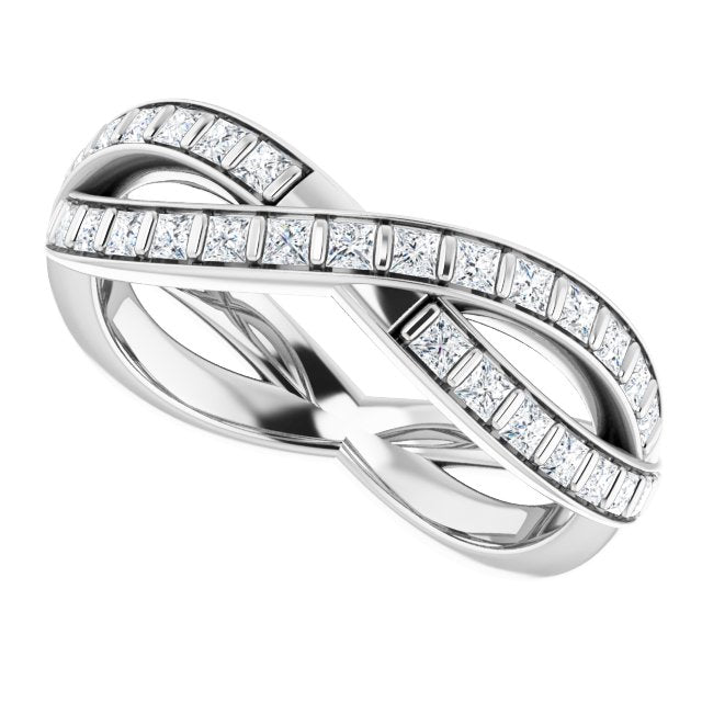 14K White Gold 9/10 CTW Natural Diamond Square Eternity Band