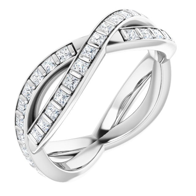 14K White Gold 9/10 CTW Natural Diamond Square Eternity Band