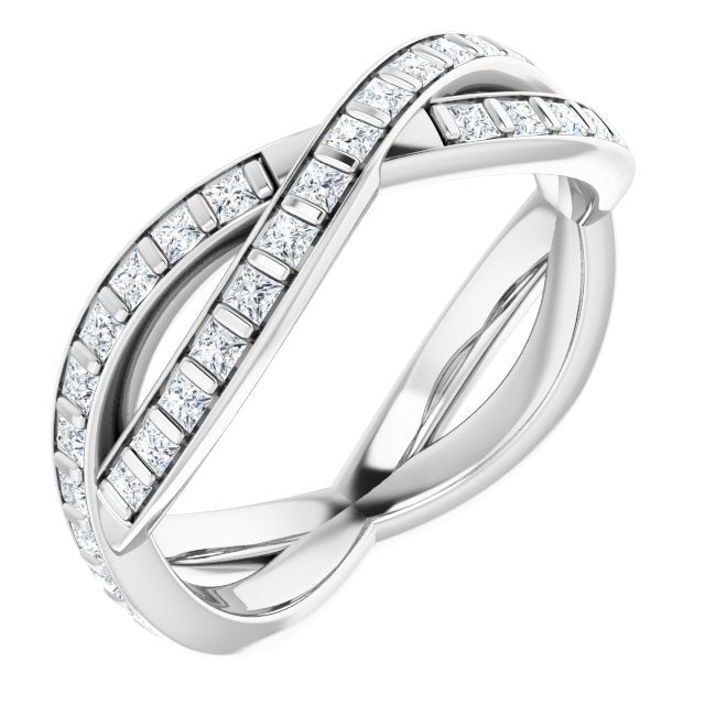 14K White Gold 9/10 CTW Natural Diamond Square Eternity Band