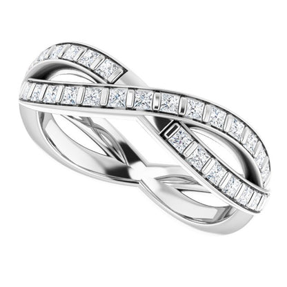 14K White Gold 9/10 CTW Natural Diamond Square Eternity Band
