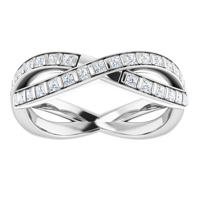 14K White Gold 9/10 CTW Natural Diamond Square Eternity Band