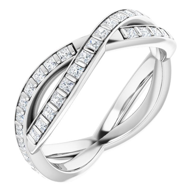 14K White Gold 1 CTW Natural Diamond Square Eternity Band