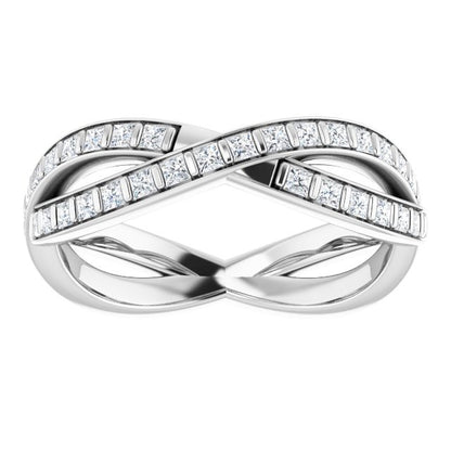 14K White Gold 1 CTW Natural Diamond Square Eternity Band