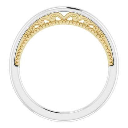 14K White & Yellow Gold Matching Band, 2 mm