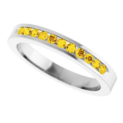 Natural Yellow Sapphire Anniversary Band, 3.15 mm