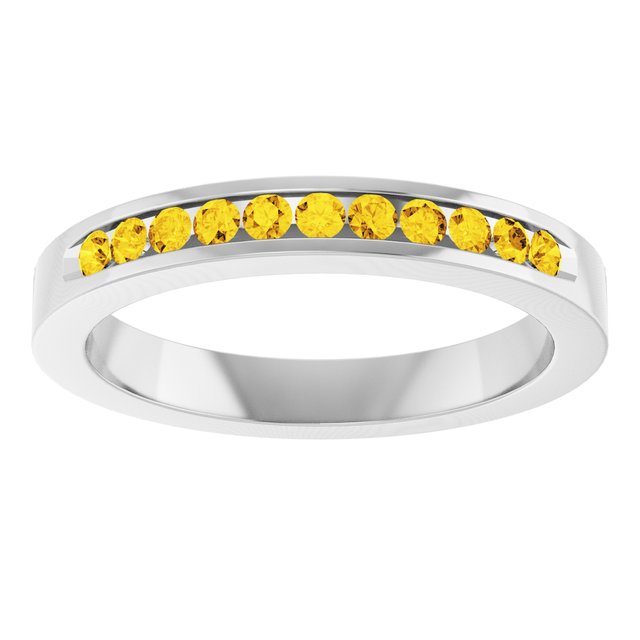 Natural Yellow Sapphire Anniversary Band, 3.15 mm
