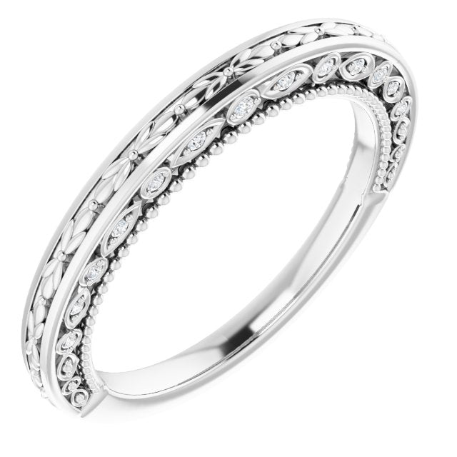 .08 CTW Natural Diamond Vintage-Inspired Band, 2.5 mm