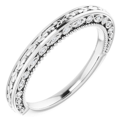 .08 CTW Natural Diamond Vintage-Inspired Band, 2.5 mm