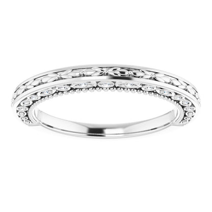 .08 CTW Natural Diamond Vintage-Inspired Band, 2.5 mm