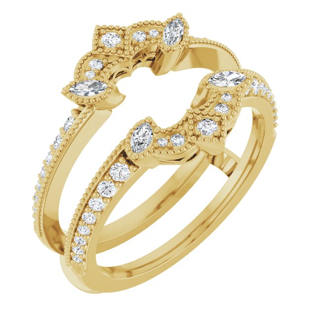 1/3 CTW Natural Diamond Art Deco Milgrain Ring Guard