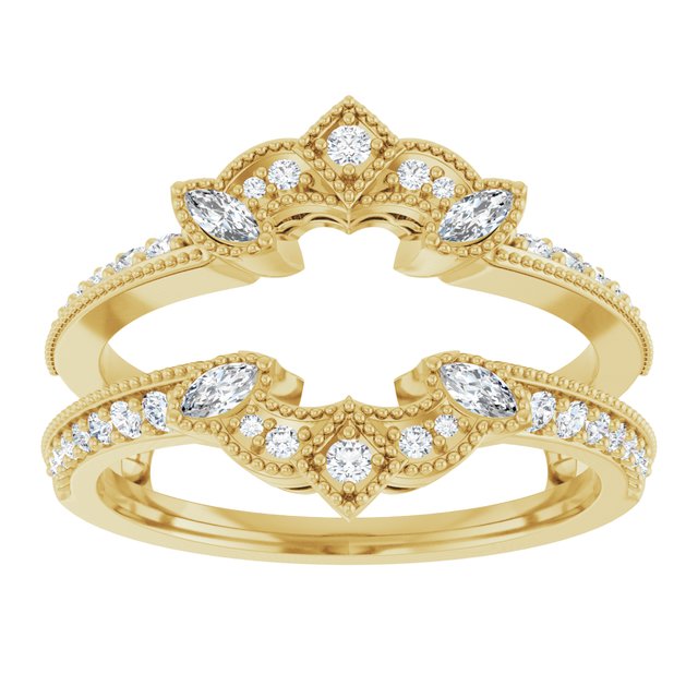 1/3 CTW Natural Diamond Art Deco Milgrain Ring Guard