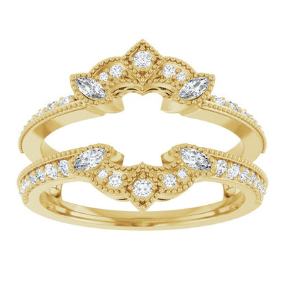 1/3 CTW Natural Diamond Art Deco Milgrain Ring Guard