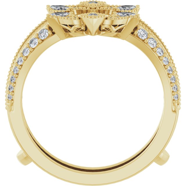 1/3 CTW Natural Diamond Art Deco Milgrain Ring Guard