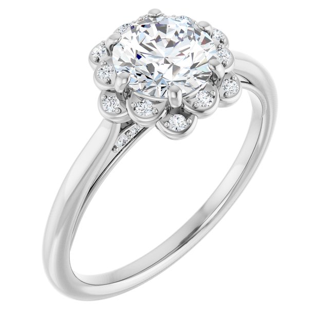 Matching Band, 1.8 mm, Halo-Style Floral Engagement