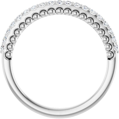 1/5 CTW Natural Diamond Band, 1.7 mm, Beaded Anniversary