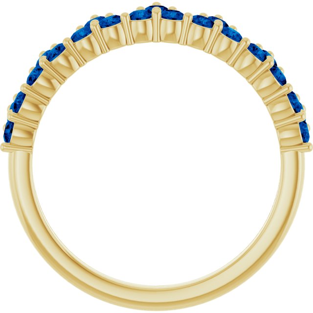 14K Yellow Gold Natural Blue Sapphire Crown Ring